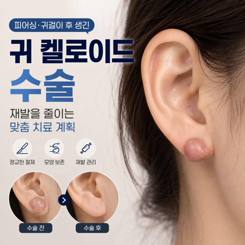 귀 피어싱 후 혹이 계속 커진다면? 대구 귀 켈로이드 수술에서 중요한 것은 제거 후입니다