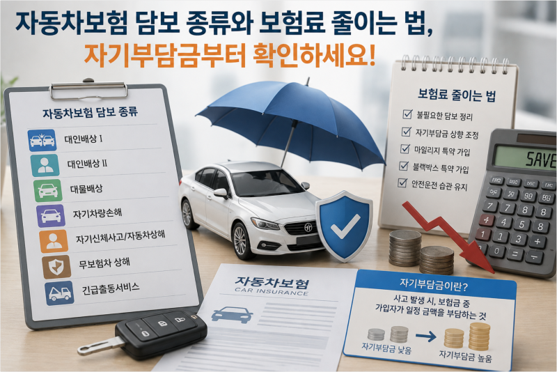 자동차보험 담보 종류와 보험료 줄이는 법, 자기부담금부터 확인하세요!
