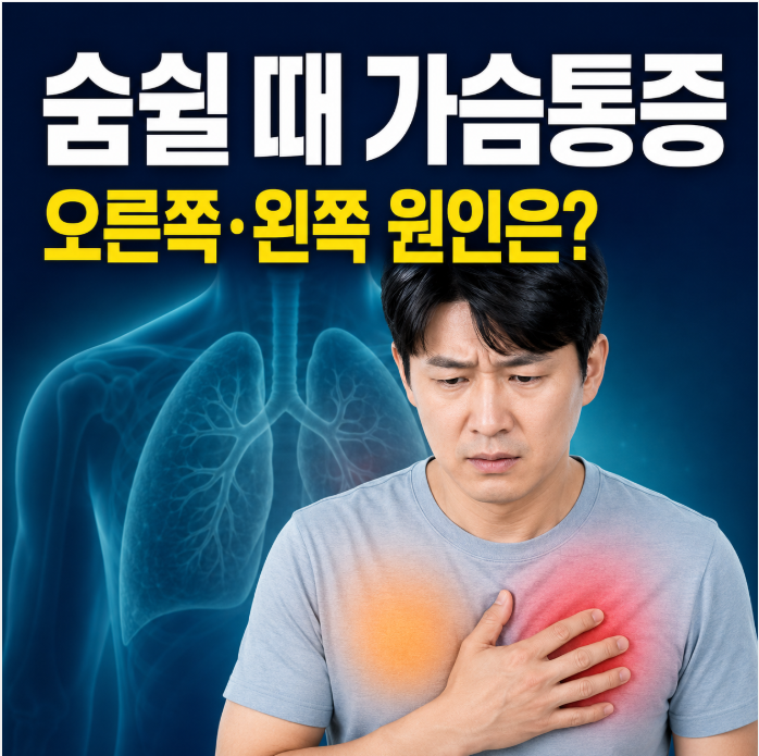 숨쉴때 가슴통증 원인, 오른쪽·왼쪽 위치에 따라 다를까?
