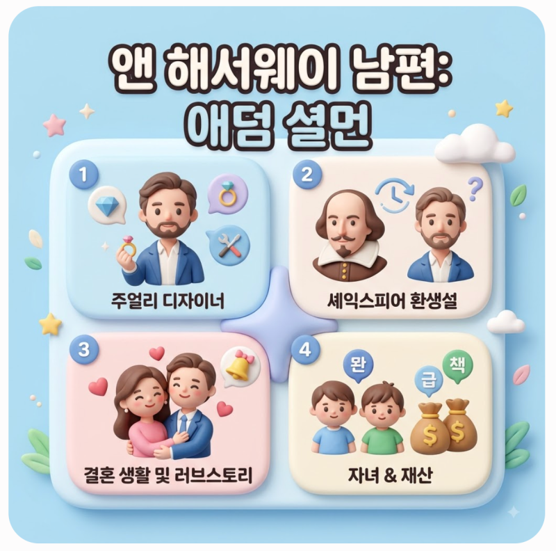 앤 해서웨이 남편은 누구일까? 애덤 셜먼 직업·재산부터 셰익스피어 환생설 러브스토리와 ....
