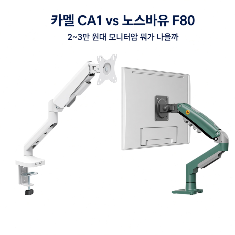 카멜 CA1 vs 노스바유 F80, 2~3만 원대 모니터암 뭐가 나을까