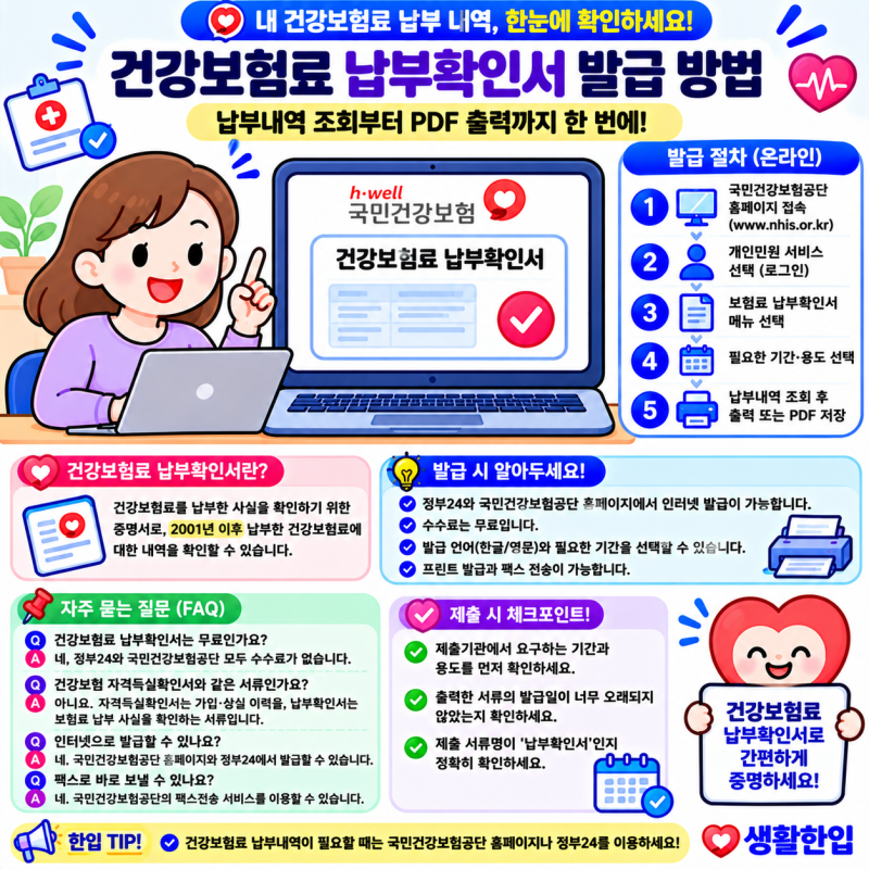 건강보험료 납부확인서 인터넷 발급 방법부터 자격득실확인서 차이점까지 총정리