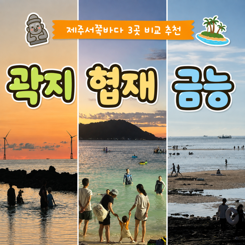 제주서쪽바다 3곳 비교 추천 (곽지 vs 협재 vs 금능)