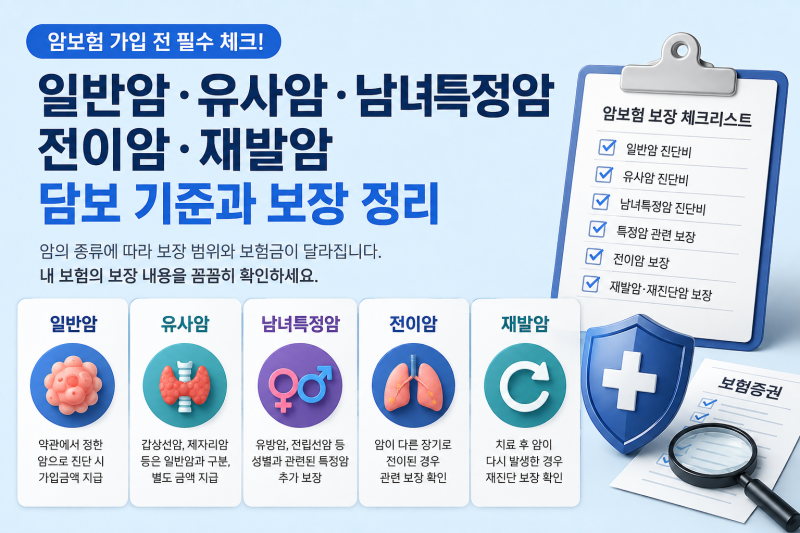 일반암·유사암·남녀특정암·전이암·재발암암보험 담보 기준과 보장, 어떻게 다를까요?