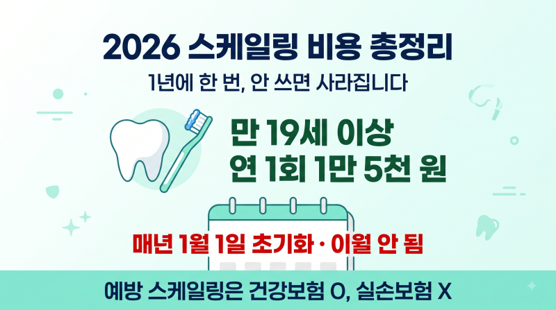 2026 스케일링 비용 총정리 | 보험 되면 1만 5천 원, 안 받고 넘기면 매년 사라집니다 (만 19세·....
