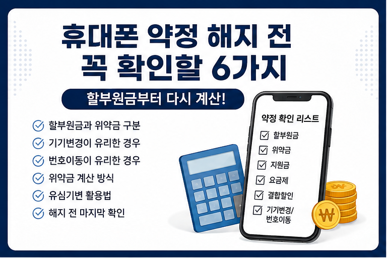 통신사이동 번이/ 기기변경 기변/ 해지 시 꼭 체크 / 할부원금 /위약금 총 6가지 확인하기