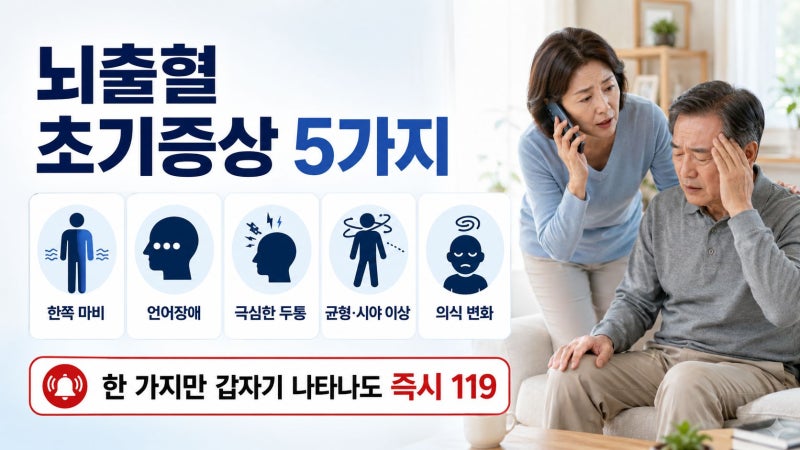 뇌출혈 전조증상 있을까? 초기증상 5가지·골든타임·119 응급대처