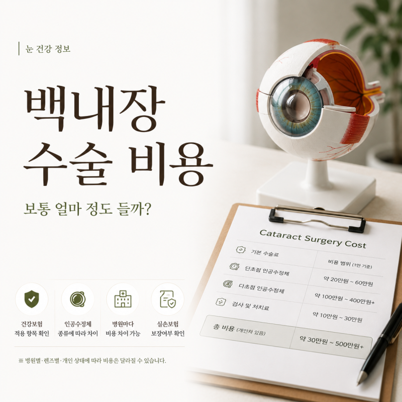 백내장 수술 비용, 보통 얼마 정도 들까?
