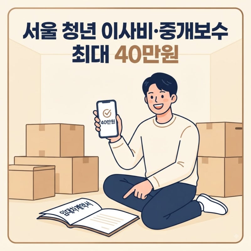 서울 청년 이사비·중개보수 최대 40만원 8월 31일까지, 대상·서류 총정리