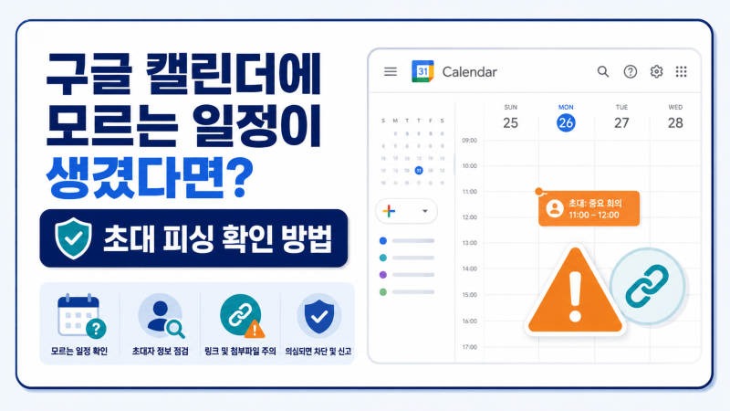 구글 캘린더에 모르는 일정이 생겼다면? 초대 피싱 확인 방법