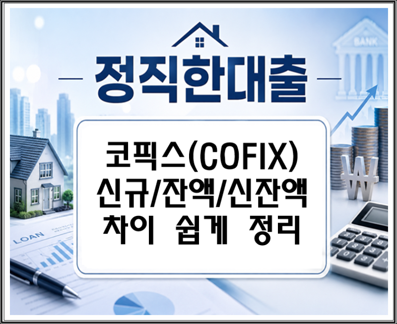 코픽스(COFIX) 금리란? 신규·잔액·신잔액 코픽스 차이 쉽게 정리