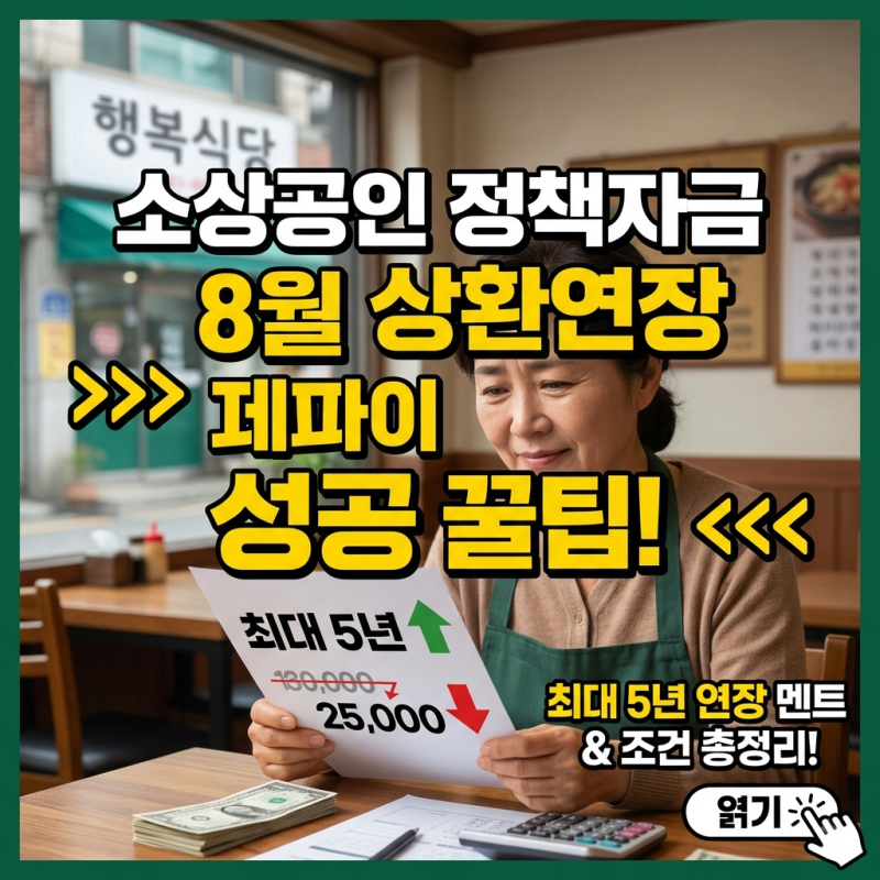 소상공인 정책자금 8월 상환연장 신청 조건 및 최대 5년 연장 방법 안내