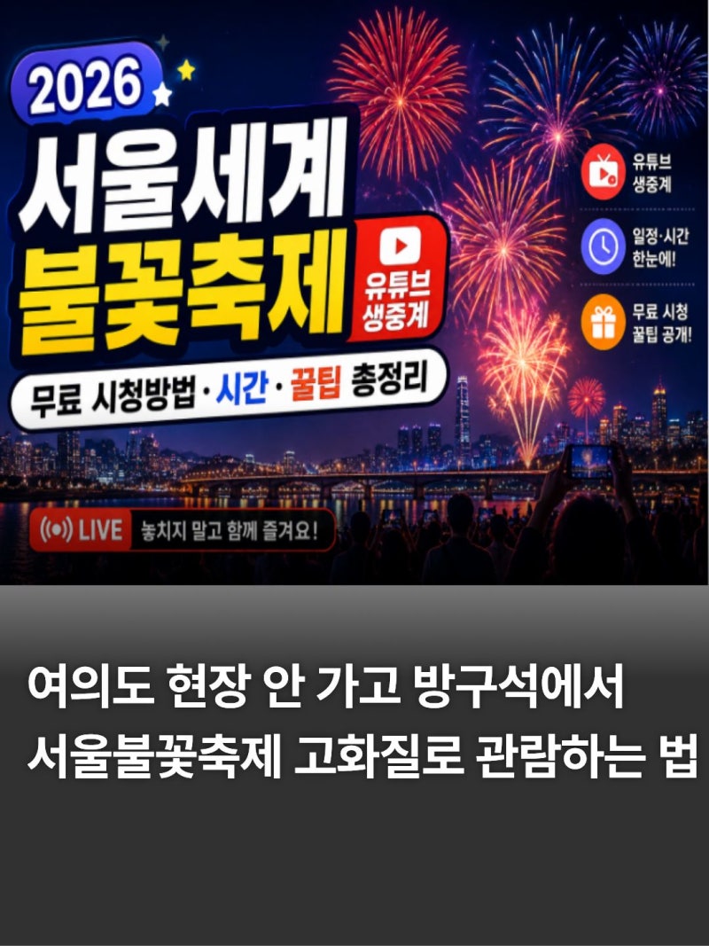 2026 서울세계불꽃축제 유튜브 생중계｜무료 시청방법·시간·꿀팁 총정리