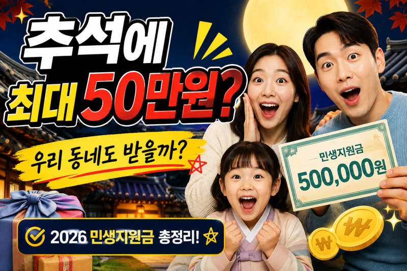 2026 추석 민생지원금 총정리｜1인당 최대 50만원 지급 지역·신청기간·대상 확인