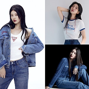 게스 수지 10주년, 청청패션의 아이콘 수지의 특별한 캡슐 컬렉션! 청바지 청자켓 코디