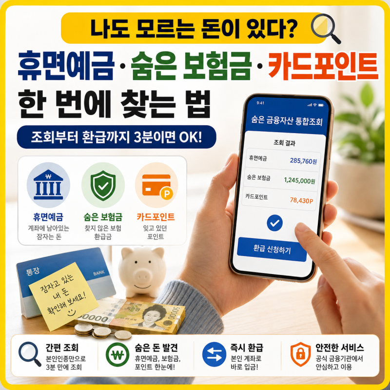 나도 모르는 돈이 있다? 휴면예금·숨은 보험금·카드포인트 한 번에 찾는 법