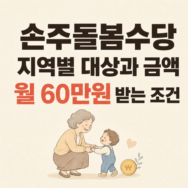 손주돌봄수당 지역별 대상과 금액, 월 60만원 조건