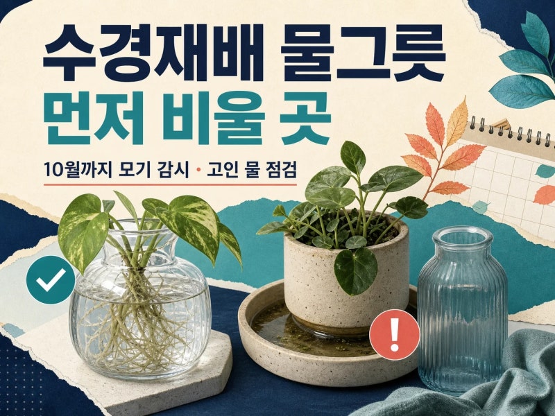 늦여름 수경재배 식물에서 물갈이보다 먼저 비울 용기를 알아보자 (+ 물 냄새, 물꽂이, 원룸, ....