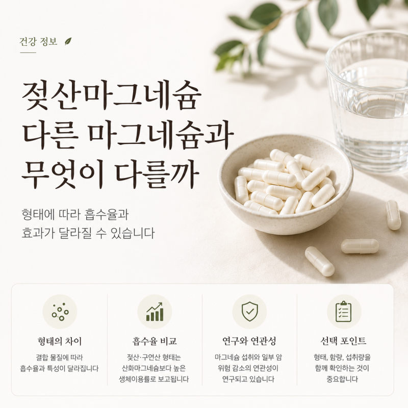 젖산마그네슘 효능, 다른 마그네슘과 뭐가 다를까?