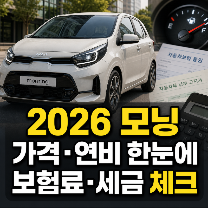 2026 모닝 신차 가격표와 연비·보험료·세금 총정리