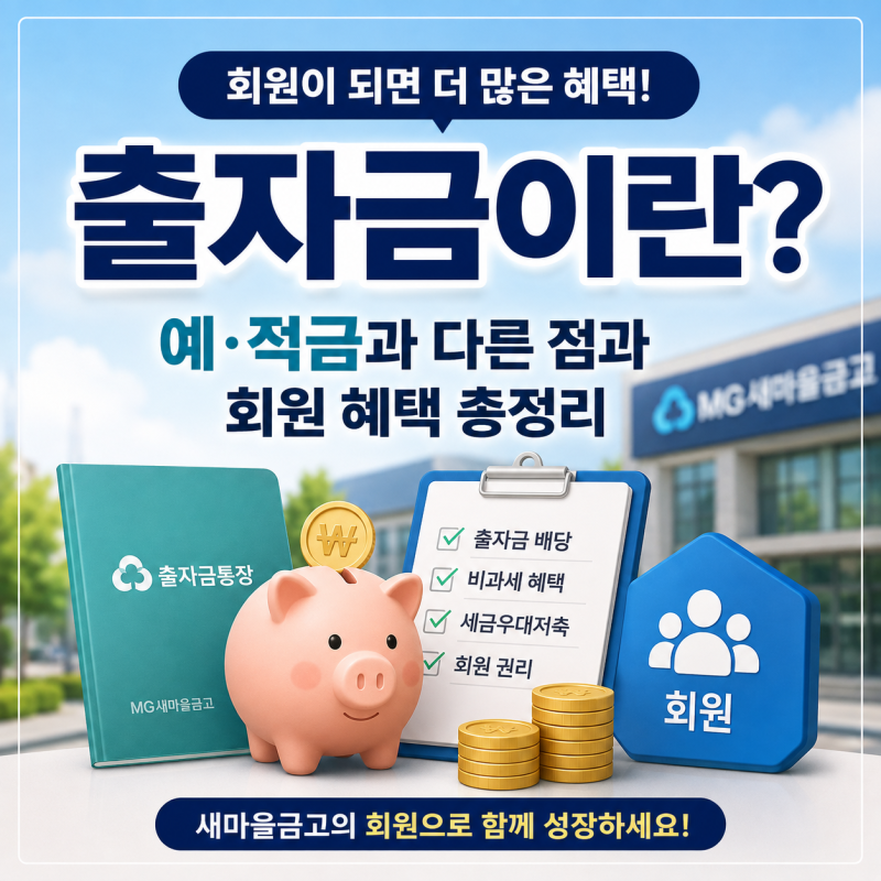 출자금이란? 새마을금고 예·적금과 다른 점과 회원 혜택 알아보기