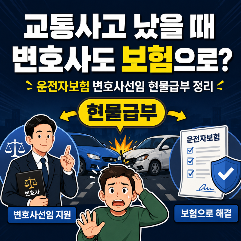 운전자보험 변호사선임 교통사고 시 현물급부 보장 조건과 본인부담금