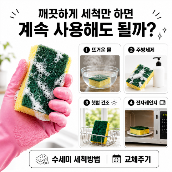 수세미 세척방법부터 교체주기까지! 깨끗하게 씻어도 계속 쓰면 안 되는 이유