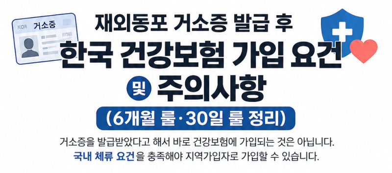 [수원 행정사] 재외동포 거소증 발급 후 한국 건강보험 가입 요건 및 주의사항