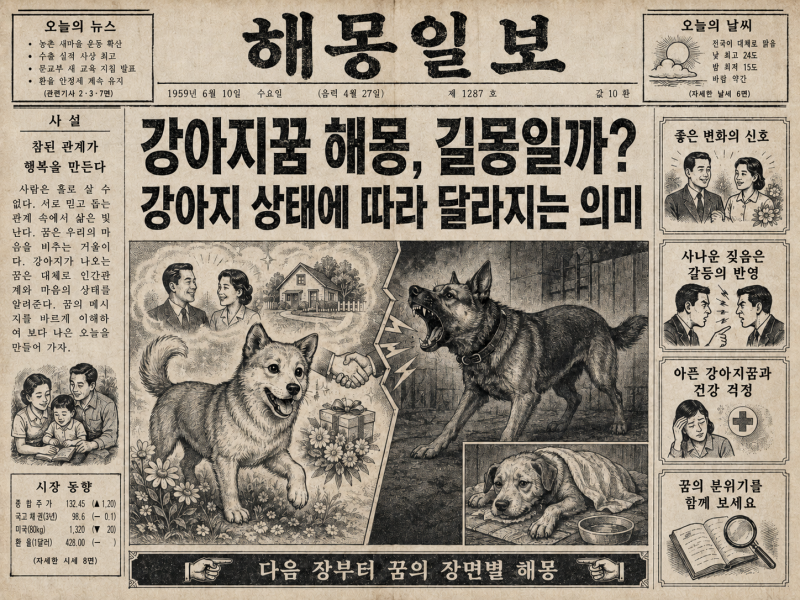 강아지꿈 해몽, 흉몽같은 반려견 버리는 꿈 죽는 꿈 심리는?