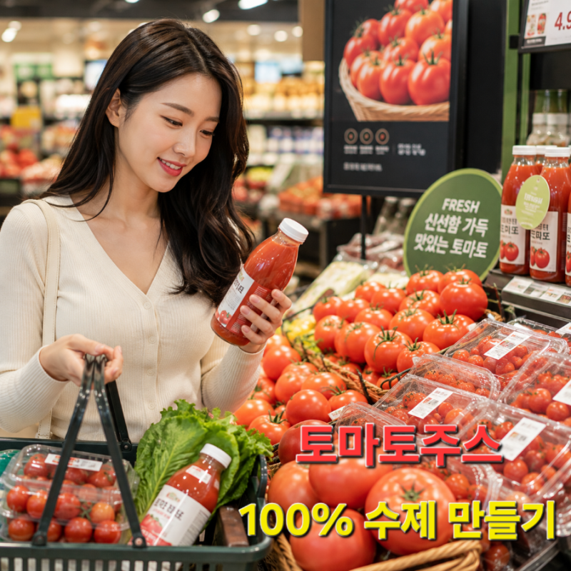 토마토주스 효능 알고 마시기! 100% 수제 만들기 및 칼로리 (라이코펜 흡수율 높이는 꿀팁)