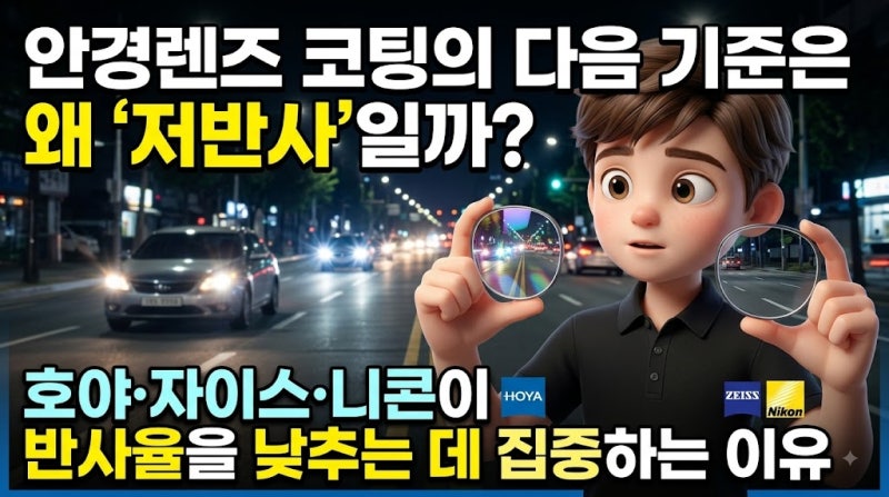 안경렌즈 코팅의 다음 기준은 왜 ‘저반사’일까? 호야·자이스·니콘이 반사율을 낮추는 데 ....