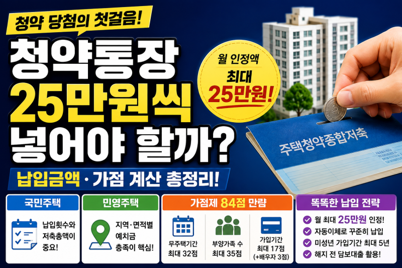 청약통장 매달 얼마 넣어야 할까? 납입금액·가점 계산 총정리