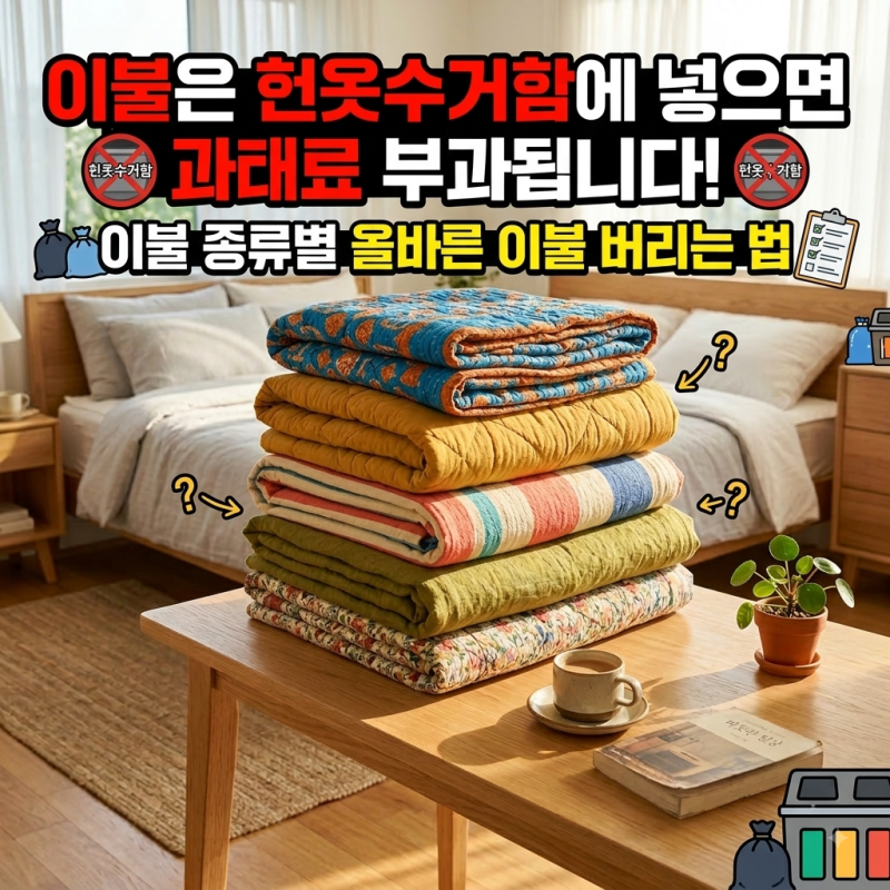 이불 버리는 법 헌옷수거함에 넣으면 안 됩니다! 종류별 배출 가이드