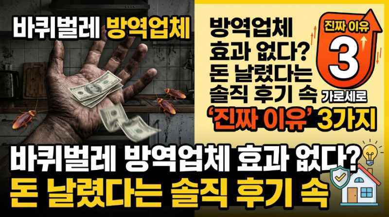 바퀴벌레 방역업체 효과 없다? 돈 날렸다는 솔직 후기 속 '진짜 이유' 3가지