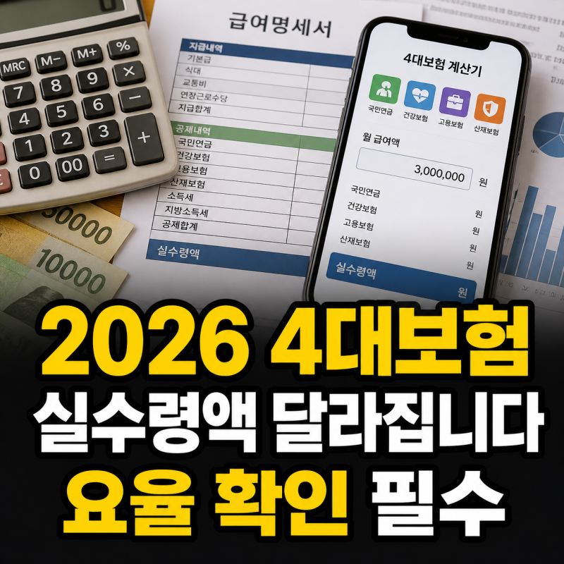 2026 4대보험 계산기와 국민연금·건강보험 요율로 실수령액 확인