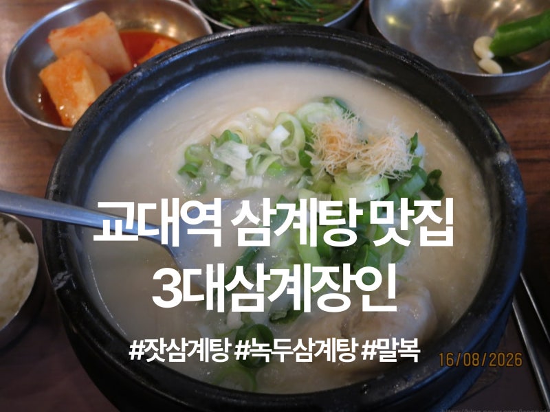 교대역 삼계탕 맛집 3대삼계장인 잣삼계탕 후기