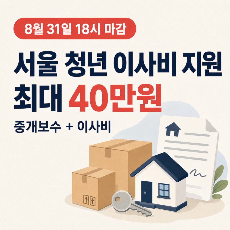 서울 청년 이사비 지원 40만원 나도 대상일까? (8월 31일 마감)