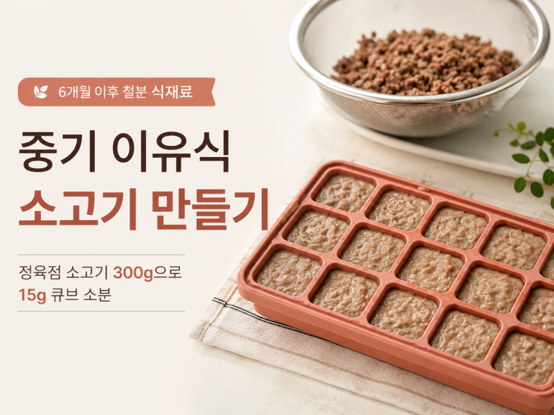 이유식용 소고기 만들기｜소고기 300g 삶아서 15g 큐브 소분하기(중기이유식)