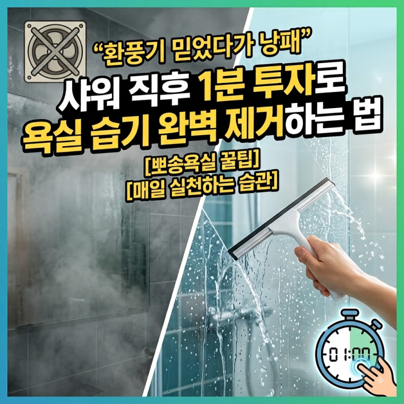 "환풍기 믿었다가 낭패"... 샤워 직후 1분 투자로 욕실 습기 완벽 제거하는 법