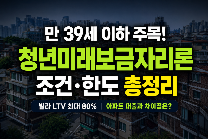 청년미래보금자리론 조건 청년 4억 이하 서울 빌라 매매급증 아파트 대출 한도 총정리