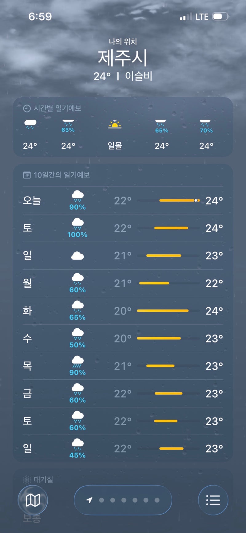 제주도 왜 이래? 한 달 살러 왔는데 일주일 내내 비 예보