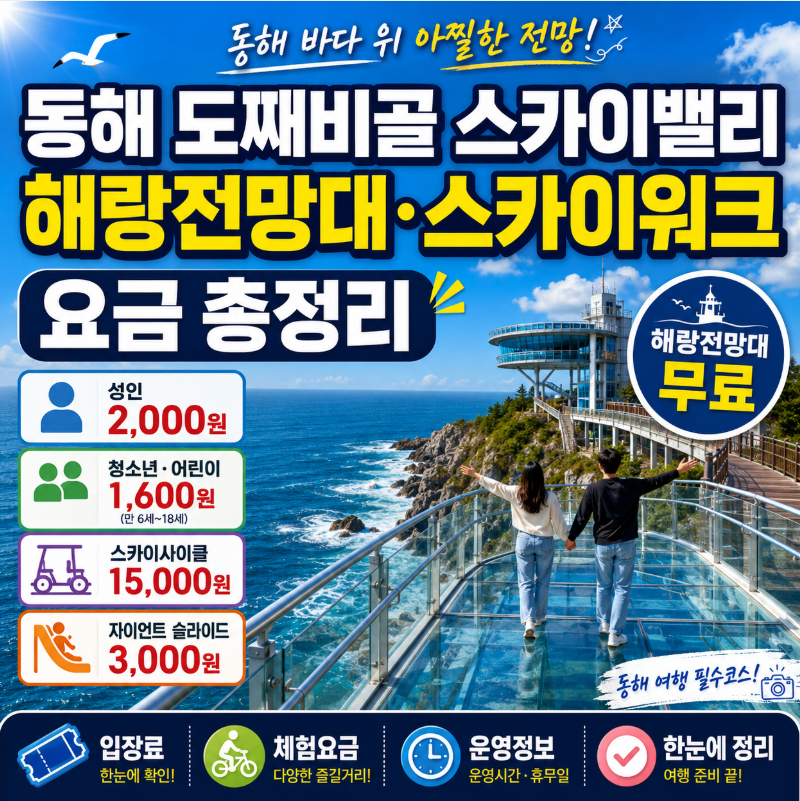 도째비골 스카이밸리 해랑전망대 스카이워크 동해 관광 요금