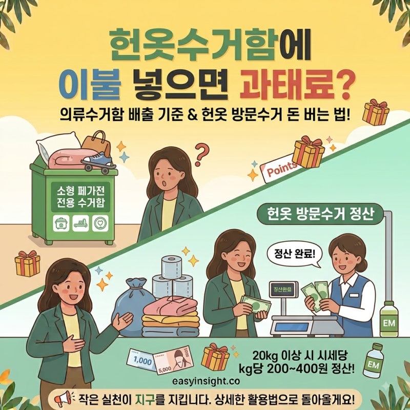 헌옷수거함에 이불 넣으면 과태료? 의류수거함 배출 기준&헌옷 방문수거로 쏠쏠하게 돈 버는....