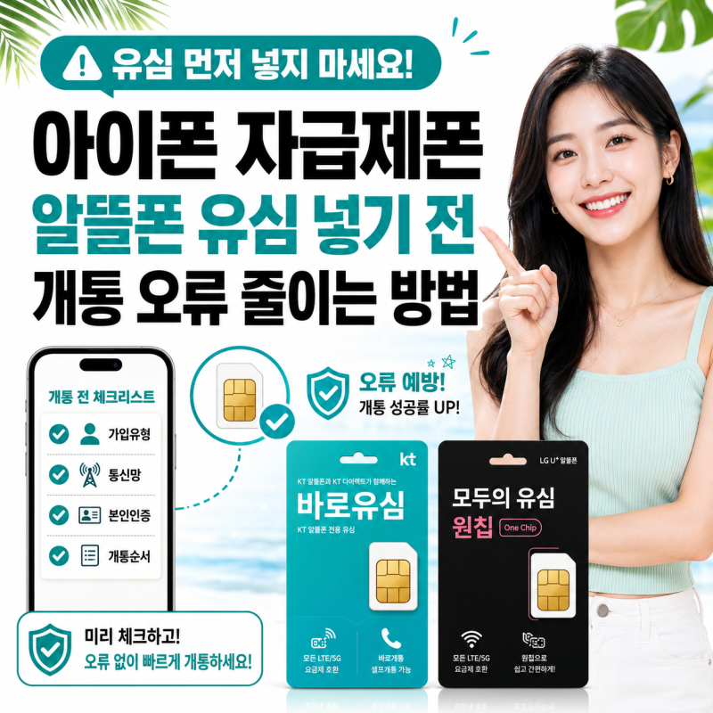 아이폰 자급제폰 알뜰폰 유심 넣기 전 개통 오류 줄이는 방법