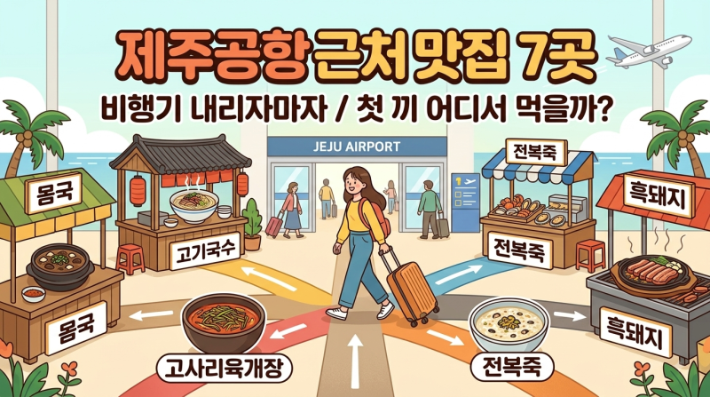 제주공항 근처 맛집 7곳, 비행기 내리자마자 첫 끼 어디서 먹을까?