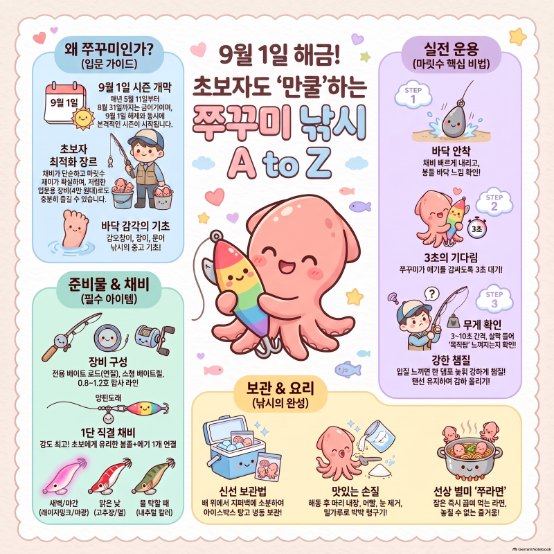 2026 쭈꾸미 금어기 해제 (D-14), 선상낚시 초보 핵심 총정리
