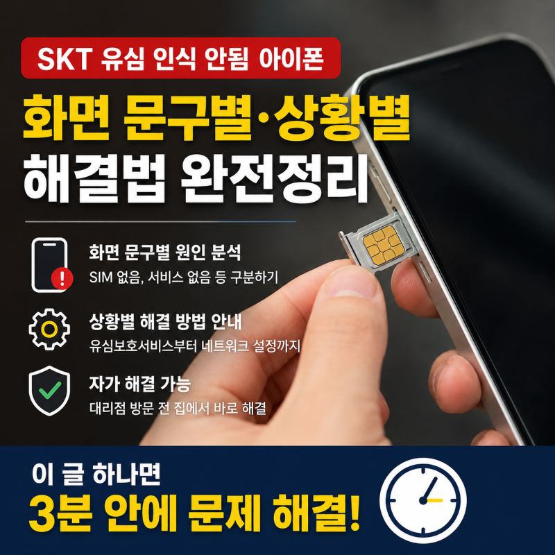 SKT 유심 인식 안됨 아이폰 화면 문구별 상황별 해결법 완전정리 2026년 최신