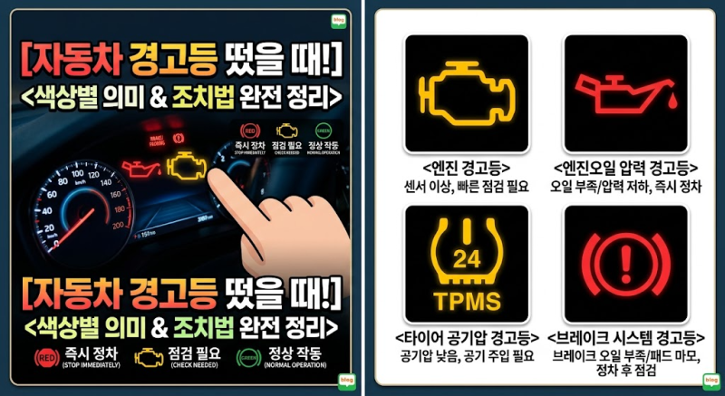 엔진 경고등 켜지면 카센터 바로 가야 할까? 자동차 경고등 종류와 조치법