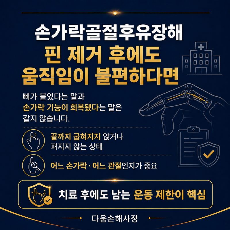 손가락골절후유장해, 핀 제거 후에도 움직임이 불편하다면