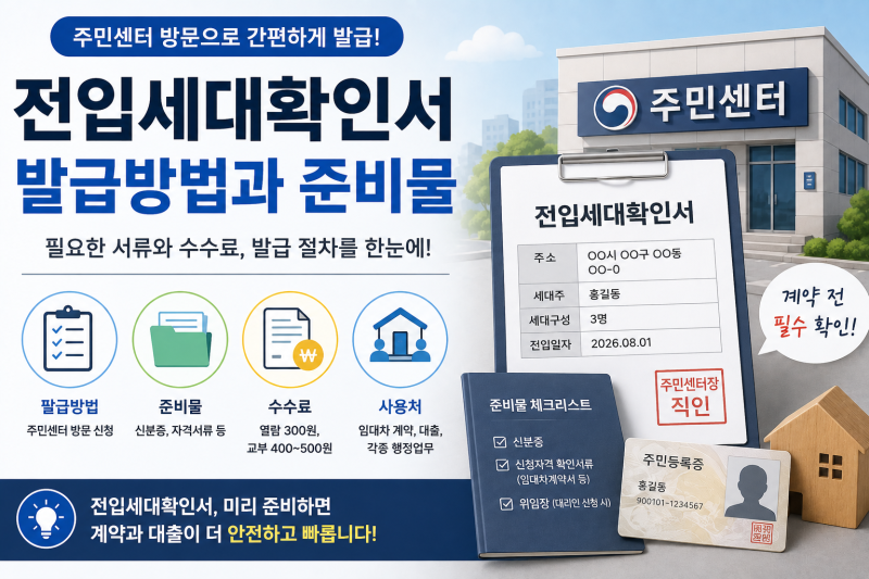 전입세대확인서 발급방법, 인터넷 발급 가능할까? 준비물·수수료 정리